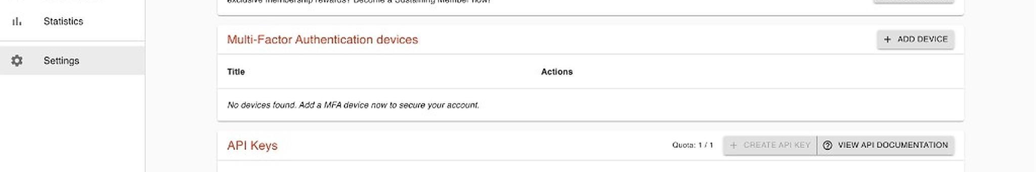 cron-job.org Settings page showing Create API key